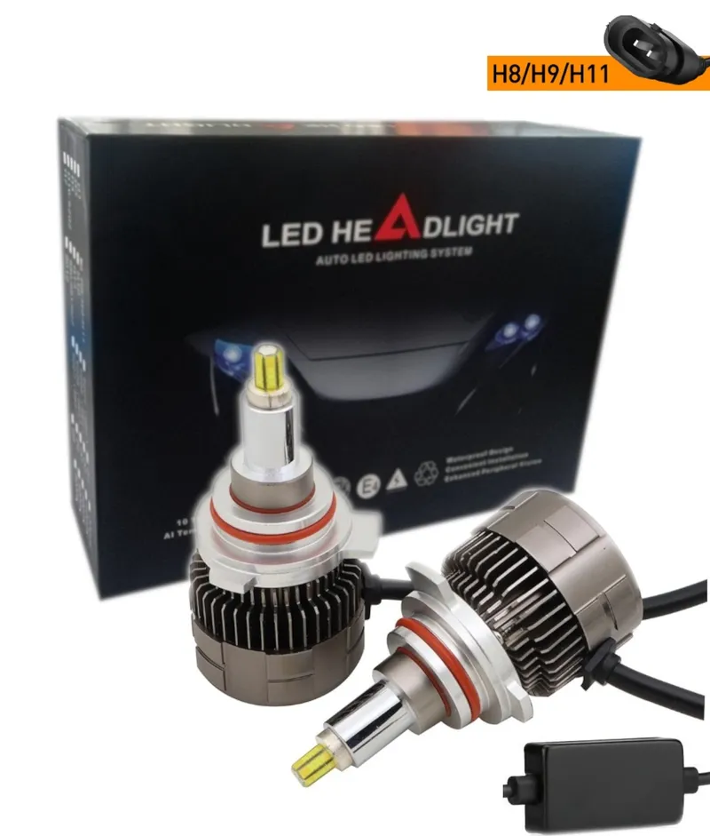 Комплект 3D CSP LED диодни крушки H11 H8 H9 12V 100W 20000lm за фарове Canbus без грешки 360° градуса - 0