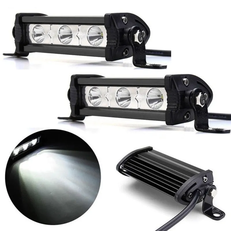 Комплект от 2 бр. 11 См Мощни LED бара с насочена Spot светлина 9W 3 LED 12V 24V За Мотор, АТВ, Джип, 4х4, Offroad, Камион - 0