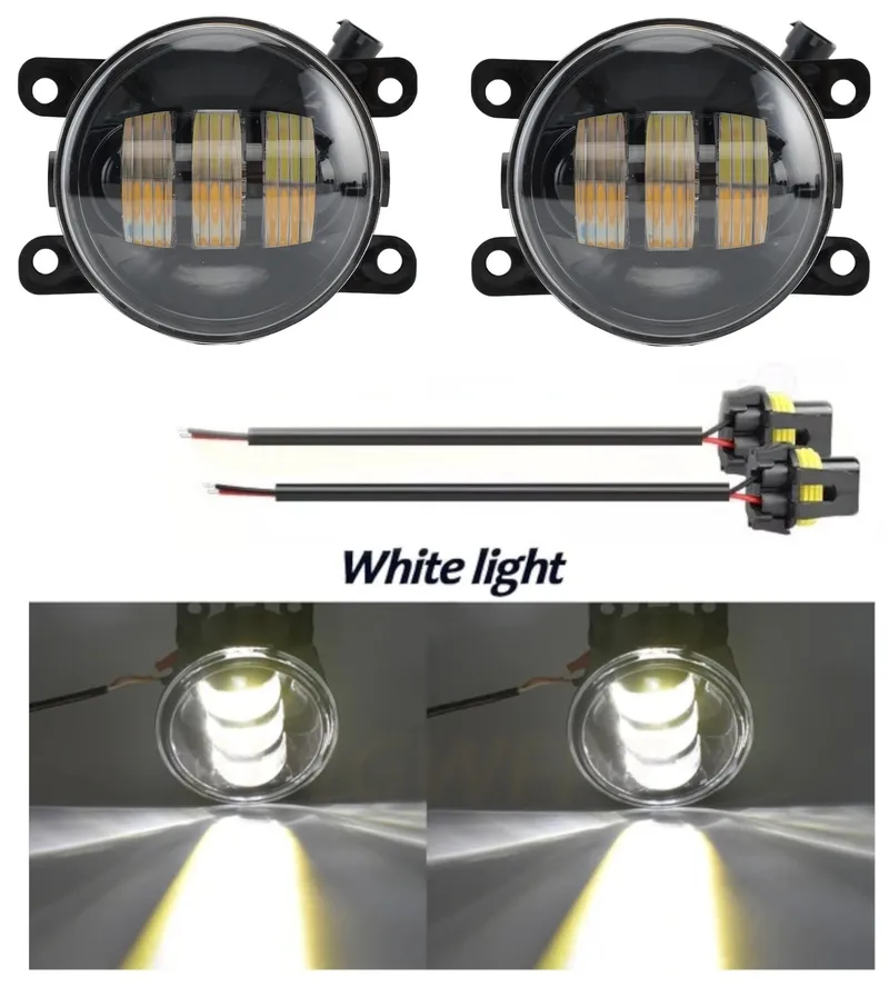 Комплект 2 броя LED фарове за мъгла, халогени за Dacia, Renault, Ford, Citroen, Suzuki, бяла светлина, Ø91 мм, 12V, алуминиев корпус, H8/H11 букса - 0