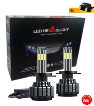 Комплект 360° градуса COB LED Диодни Крушки H4 12V 80W 16000lm За Фарове Canbus без Грешки къси/дълги