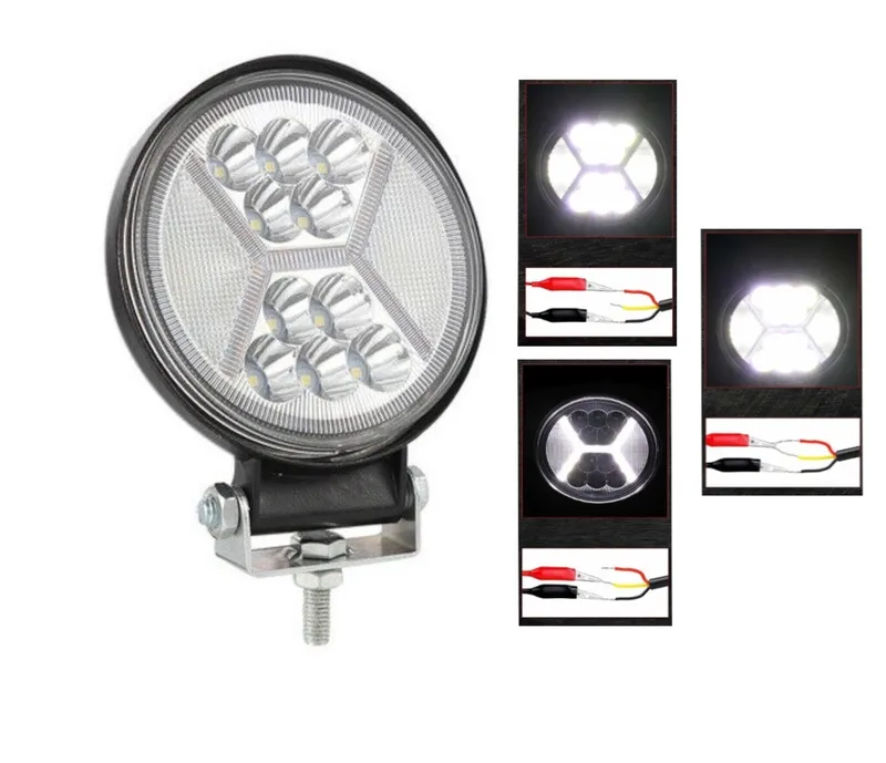 Универсален 126W Лед LED Халоген Фар Работна Лампа 12V - 24V бяла светлина + блиц мигаща бяла светлина за автомобил офроуд бус ван камион - 0