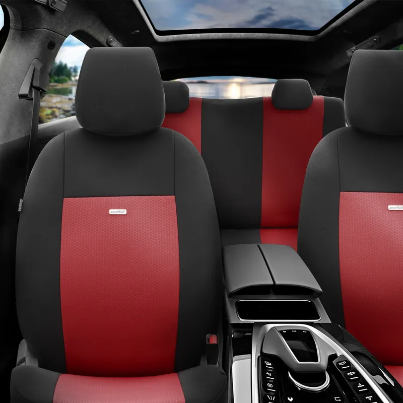 Комплект Тапицерия SelectedFit Flex Design by OTOM текстил – Черно-Бордо, за Предни и Задни Седалки - 0