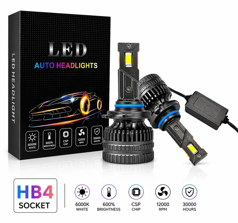 Комплект LED крушки HB4 – 12V-24V 60W 6500LM 6000K CANBUS без грешки - 0