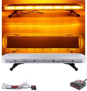 Мощна аварийна сигнална лампа 98 см LED ЛЕД блиц маяк буркан лед бар 12-24V със 16 режима на работа жълта за пътна помощ платформа снегорин багер бус ван и др.