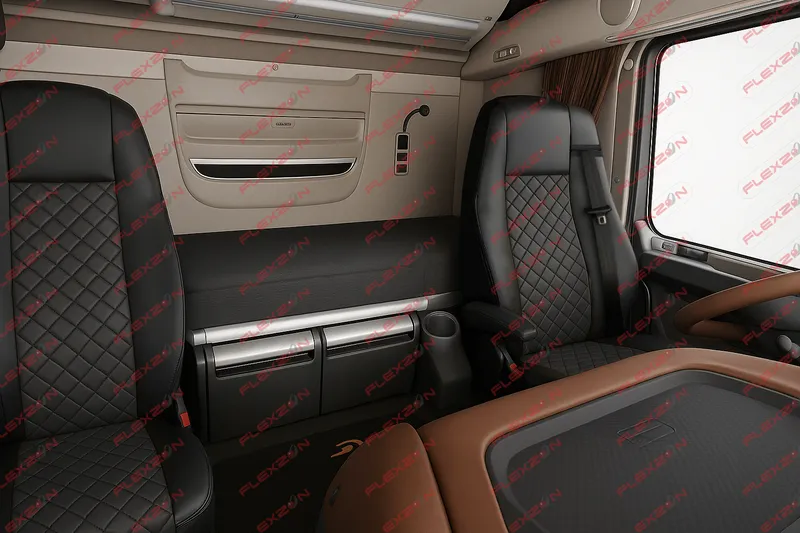 Комплект 1+1 тапицерия от еко кожа за DAF XF 106 2015-2021 - черно - 0