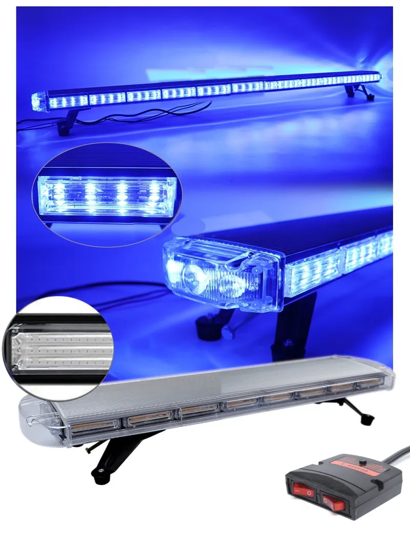 12V 24V Лед Led Диодна Мощна Синя Аварийна Сигнална Лампа Буркан 97.5 см 10 режина За Пътна Помощ Платформа Снегорин и др. - 0