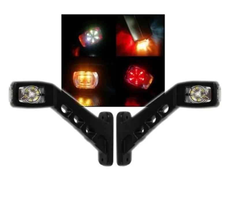Комплект 2 броя ЛЕД LED странични гумени рогчета / маркери, габаритни светлини за камиони, тир, ремарке, каравана - 12V / 24V - бяло, oранжево, червено - 0