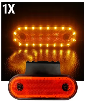 LED Диоден Габарит Маркер Токос Със Стойка Оранжев 20 Диода 12V - 24V За Камион Бус Ван Ремарке Каравана Платформа