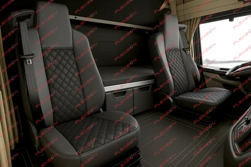 Комплект 1+1 тапицерия от еко кожа за MAN TGX EURO 6 2021+ - черно - 0