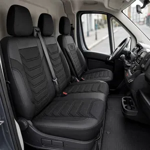 Комплект луксозна тапицерия PANDA за FIAT DUCATO / PEUGEOT BOXER / CITROEN JUMPER 2006-2024, Еко кожа и текстил, Черно/Сиво