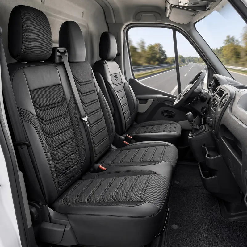 Комплект луксозна тапицерия PANDA за RENAULT MASTER IV 2024- / NISSAN INTERSTAR 2024-, Еко кожа и текстил, Черно/Сиво - 0