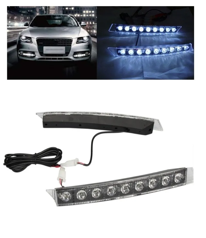 Комплект Извити За Броня Предни Мощни 9 Led Лед Диодни Дневни Светлини 12V 54W - 0