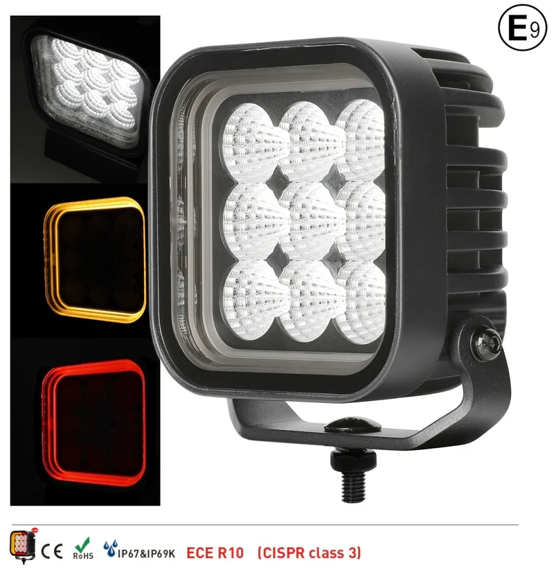 64W LED Халоген Бял, Разпръсната светлина с жълта и червена DRL светлина 12V-24V - 0