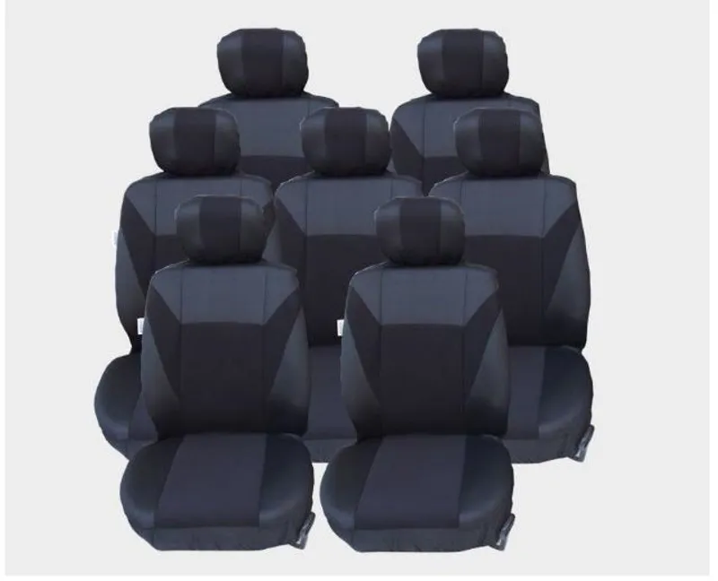 Калъфи тапицерия за VW Touran, Sharan, Ford Galaxy, Citroen C8, Peugeot 307SW, Citroen C4 Grand Picasso, Peugeot 806, 807, Черен - 0
