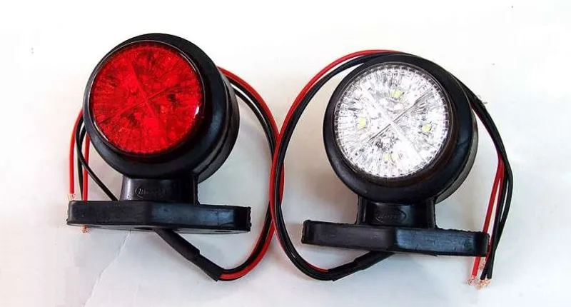 2 броя 8 LED 24V LED - Гумени Диодни Странични Маркери Рогчета Светлини За Камион Ремарке Платформа Бяло Червено - 0