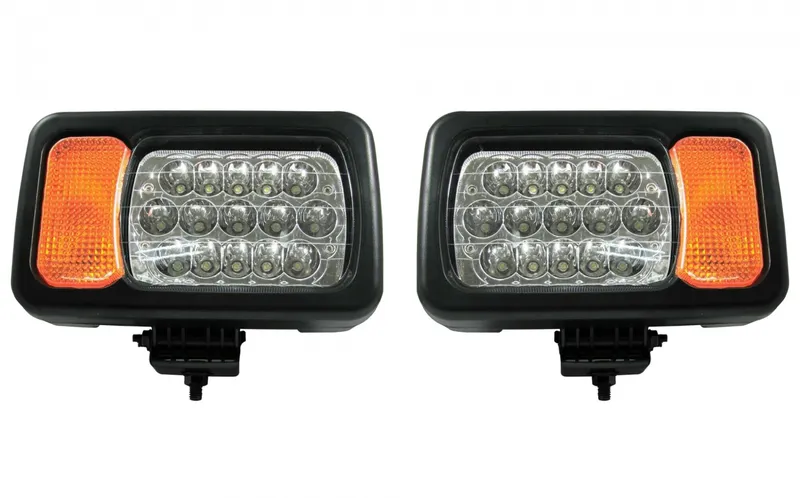 Комплект LED фарове - къси / дълги светлини, мигач, рефлектор - подходящ за трактор, комбайн, багер и др - 16 диода - 0