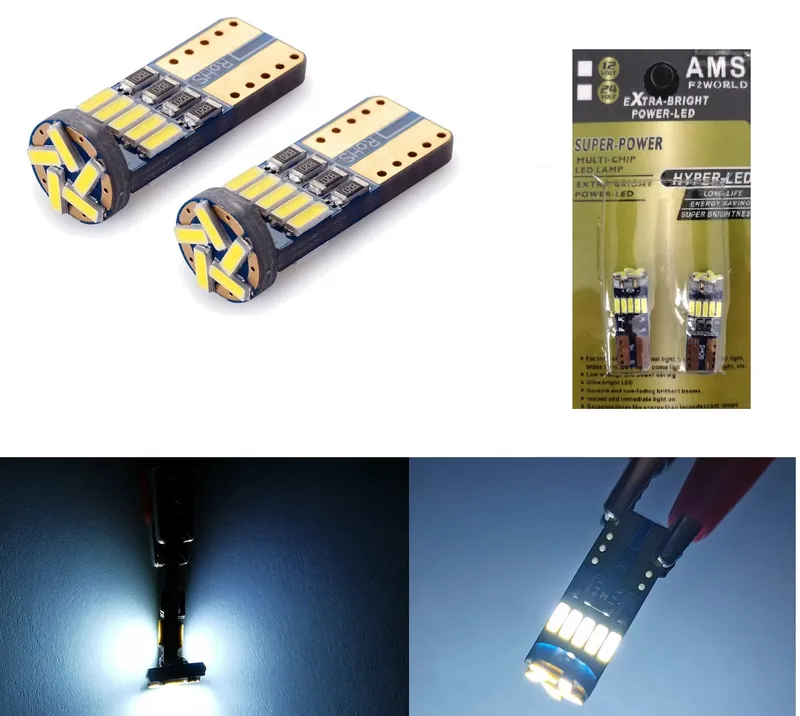 Комплект от 2 броя T10 Led крушки 15 SMD светодиода W5W 12V бяла светлина в блистер - 0