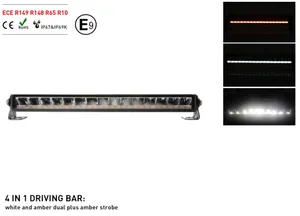 55 см Висококачествен 4 в 1 Led Bar Лед Бар Диоден Прожектор DRL с бяла габаритна светлина и оранжева аварийна блиц 80W 3800LM