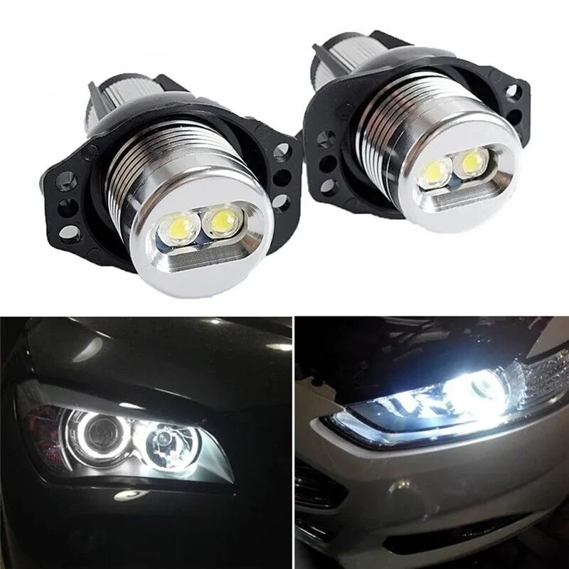 Комплект от 2 броя ярки бели LED крушки Angel Eyes ангелски очи 12V за BMW Е90 Е91 с Canbus без грешки - 0