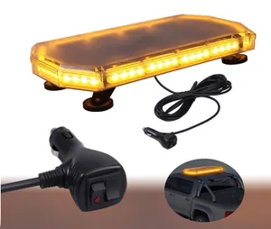 Аварийна Сигнална Лампа 60см Бар LED Блиц Маяк с Магнити 12-24V 16 режима на работа Жълта За Пътна Помощ Платформа Снегорин Багер Бус Ван и др.