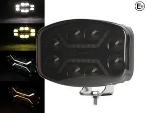 LED Халоген Фар DRL бяла/жълта светлина - Опушен - 12-24V за джип, камион, агротехника и др.
