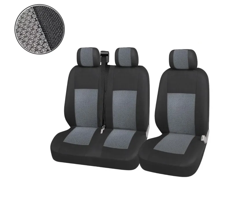 2+1 Лукс Калъфи В Сиво За Седалки за Mercedes Sprinter Vito Vw Crafter T5 Ford Transit Peugeot Iveco Премиум Плат - 0