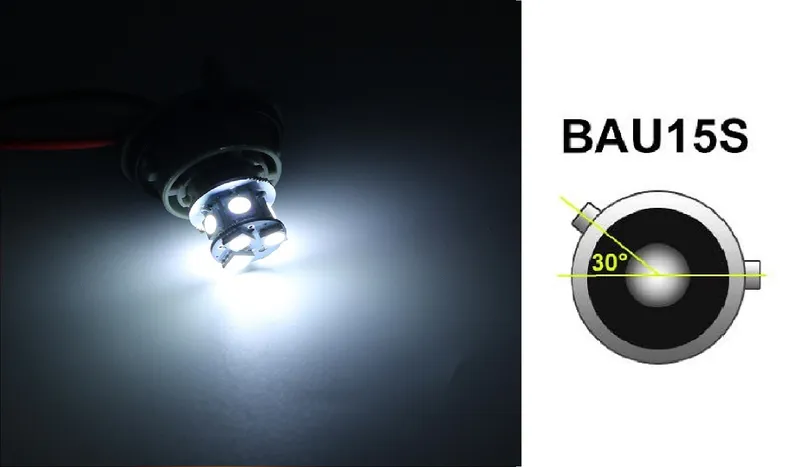 LED Лед Крушки, 22 SMD, BA15S 1156 (P21W), Асиметрични, Разминати пинове (150°) , Offset, 12V, Бяла Светлина - 0