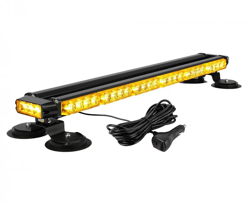 Супер мощна 54 LED Двустранна Аварийна Сигнална Лампа Блиц Маяк с Магнити Магнит За Пътна Помощ Платформа Снегорин 12-24V със 26 режима на работа Жълта 75 cm. - 0