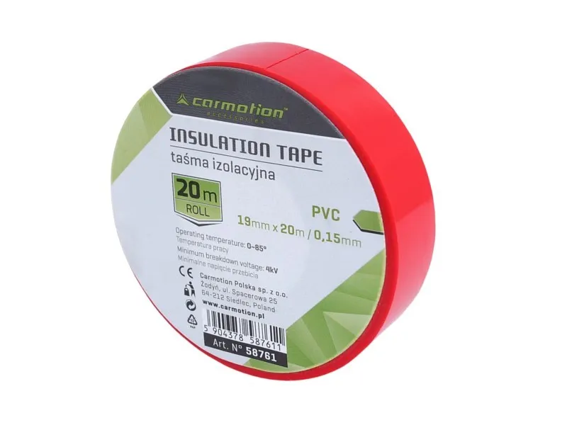 Изолирбанд 19мм x 20м червен Carmotion - 0