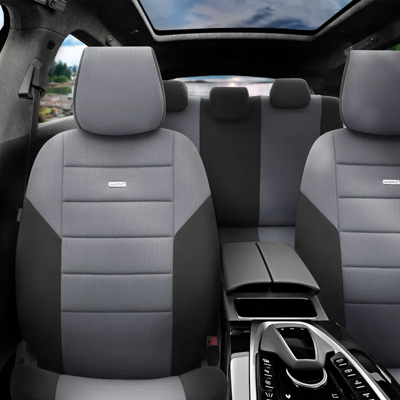 Комплект Тапицерия SelectedFit One Design by OTOM текстил – Черно-Светло Сива, за Предни и Задни Седалки - 0