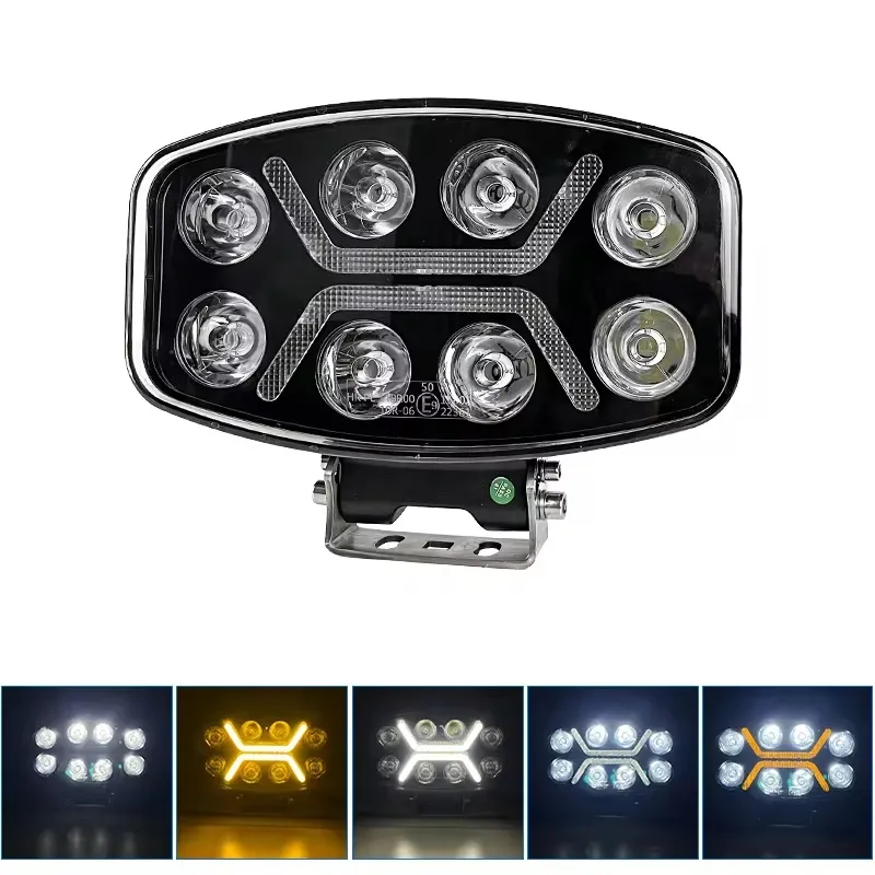 LED мощен диоден фар халоген лампа 12V-24V 90W бяло-жълто за АТВ джип камион трактор земеделски и селскостопански машини и др. - 0