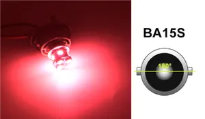 LED Лед Крушки, 22 SMD, BA15S 1156 (P21W), Срещуположни пинове (180°), Opposite, 12V, Червена Светлина