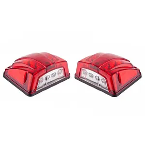 Комплект от 2 броя LED Плафон за регистрационен номер червен 12-24V за камион, ремарке, каравана, бус, трактор и др