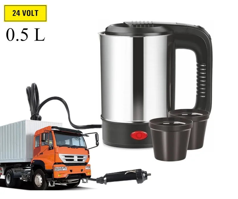 Електрическа термокана чайник с кабел и 2 броя чаши - 24V / 250W / 500ml - 0