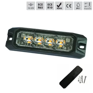LED Габарит с оранжева блиц светлина и 9 блиц режима, 4 LED, 15.1W, E-Mark E9, ECE R65 / R10, IP67, 12–24V