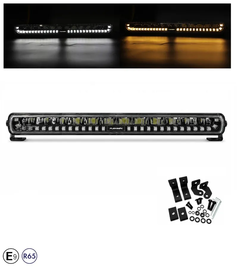 LED Бар Flexzon SHARK-LITE BOOST 47 см, 125W, 11000 lm, бял/оранжев DRL, аварийна блиц светлина с 4 режима, E-Mark E9, R65, 10–24V - 0