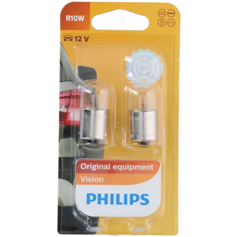 Комплект от 2 броя крушки крушка (R10W) 12V BA15S 10W в блистер бяла светлина Philips - 0