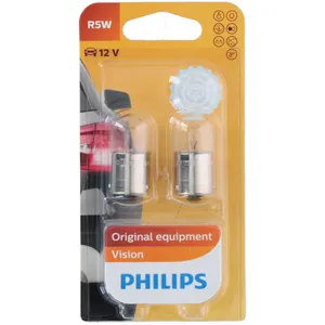 Комплект от 2 броя крушки крушка (R5W) 12V BA15S 5W в блистер бяла светлина Philips