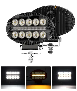 Универсален LED халоген с бяла светлина и оранжев DRL - 10 диода, 2000 lm, 12V-24V, IP67, 5 режима на работа, стробоскопичен режим и динамичен мигач