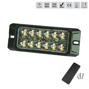 LED габарит с оранжев блиц, 12 LED, 9.1W, 12 режима, синхронизация, IP67, E-Mark E9, ECE R65 / R10, 12–24V