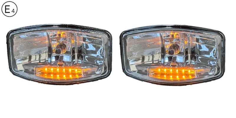 Комплект от 2 броя Халогени Фарове 12V-24V с крушка H7 + 6 ЖЪЛТИ LED габаритни светлини За Камион Трактор Багер Земеделски Машини и др. - 0