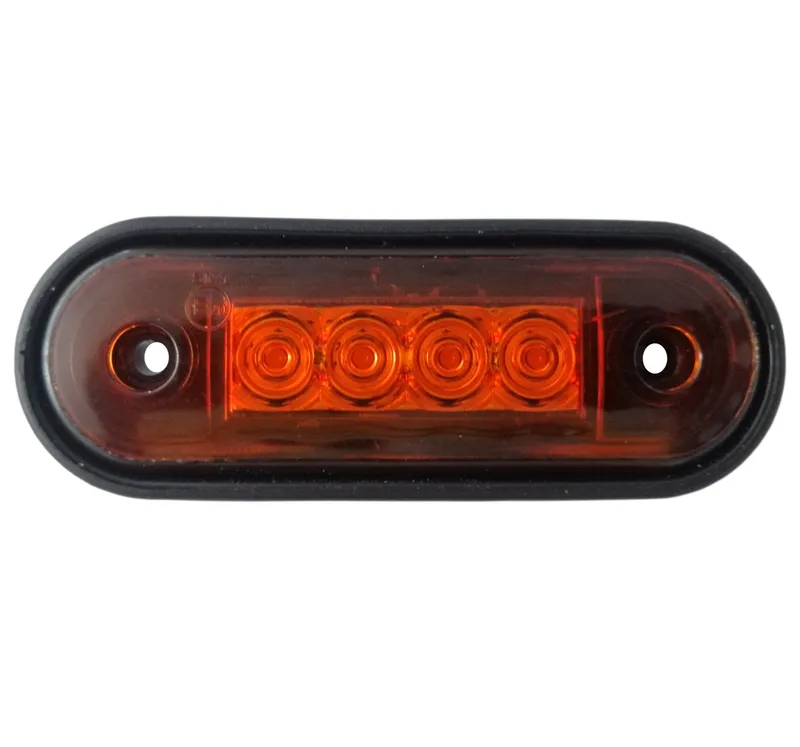 LED Маркер, Диоден Габарит, Токос, Оранжев, 12V-24V, Светлина За Камион, Бус, Ван, Ремарке, Каравана, Извит Гръб за Директен Монтаж на Ролбар, Булбар - 0