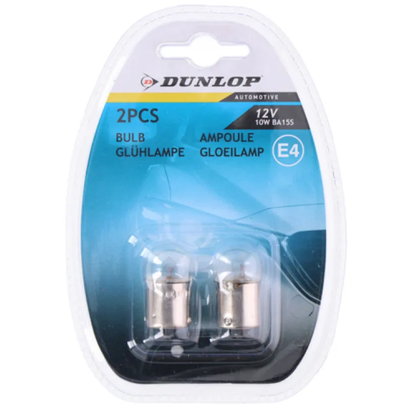 Комплект от 2 броя крушки крушка 12V BA15S 10W E4 в блистер бяла светлина Dunlop - 0