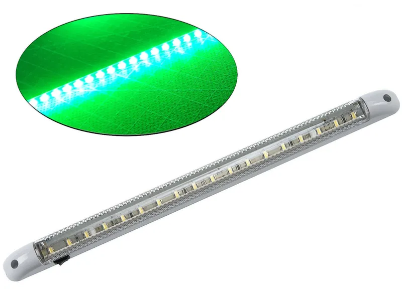LED Интериорна Лампа, Тръба, 40см, Зелена Светлина, 24V, За Бус, Камион и др. - 0