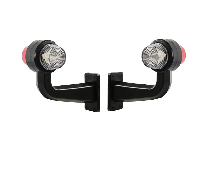 Комплект 2 бр. LED маркери рогчета 12V-24V, бяло-червено - за ремаркета, платформи, камиони и др. - 0