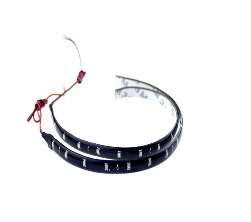 Комплект две 30СМ водоустойчиви диодни ленти - дневни светлини - 12 SMD диода - червени - 0