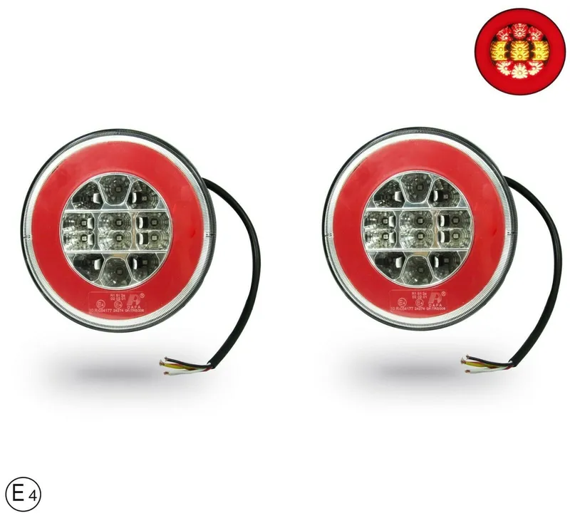 Комплект LED Светодиодни Стопове с Неон Ефект, Кръгли, Тип Хамбургер 12V-24V, E4, Ø14 см - 0