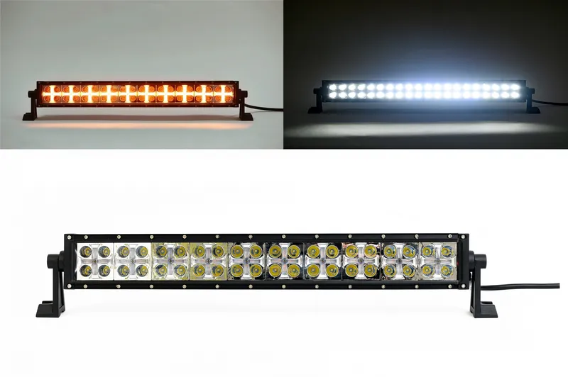 54 См Led Bar Лед Диоден Бар Прожектор Бяла и Оранжева, Жълта Светлина, Блиц, Флаш, CROSS DRL 120W 12V 24V - 0
