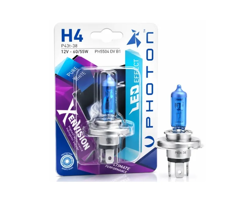 Халогенна Крушка H4 Photon Xenon Vision 12V 55/60W 5000K – Студено Бяла Светлина - 0
