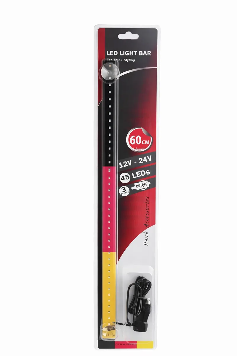 Светещ LED бар 60 cm 45 LED 12V - 24V черно-червено-жълто DE Germany флаг знаме Германия - 0